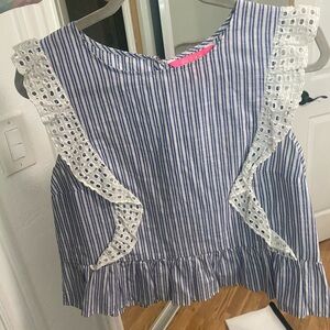 Lilly Pulitzer Blue and White Striped Kids Blouse